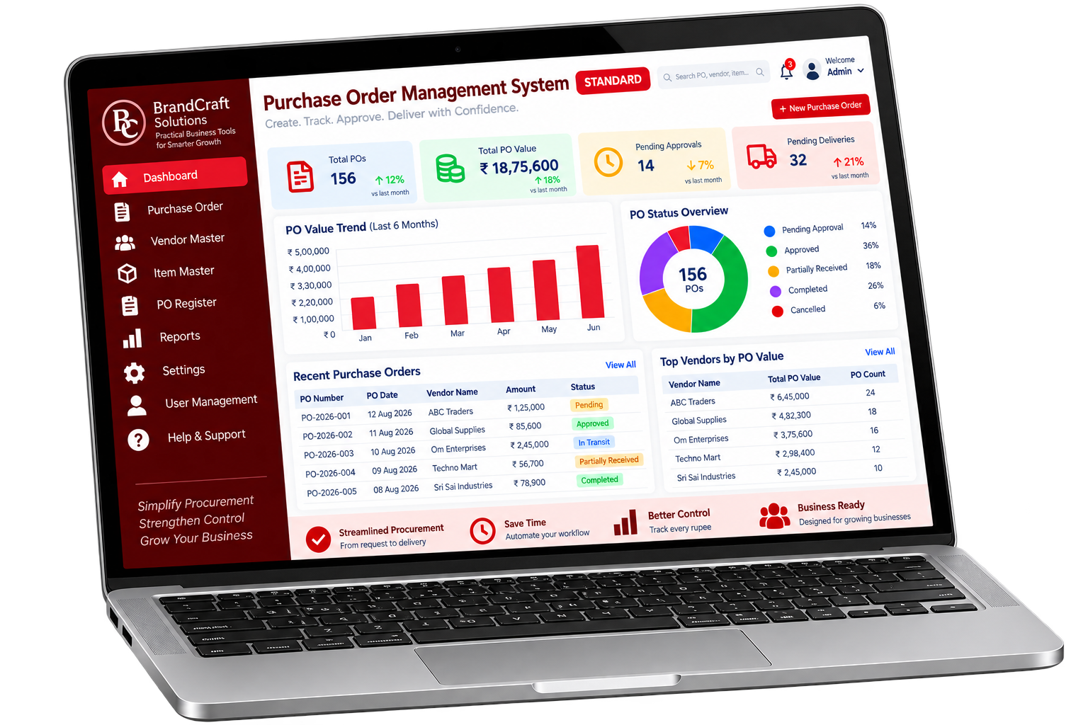 Purchase Order Management STANDARD product mockup