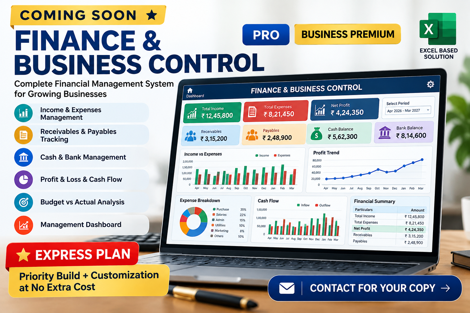 Finance & Business Control PRO and Business Premium financial management system