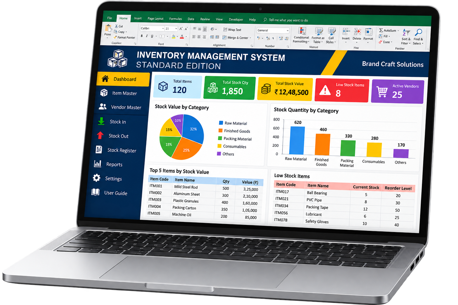 Inventory Management STANDARD mockup