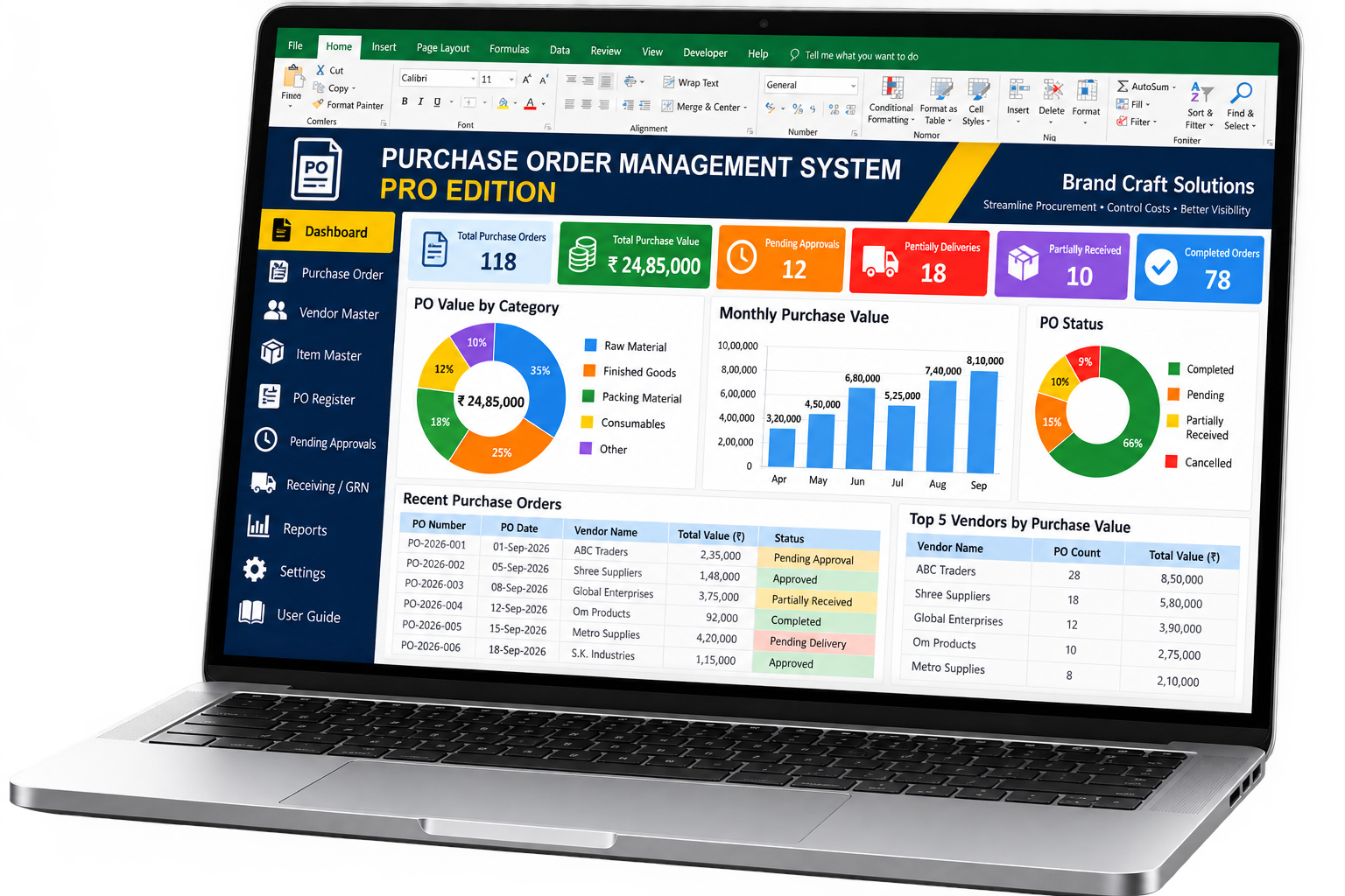 Purchase Order Management PRO mockup